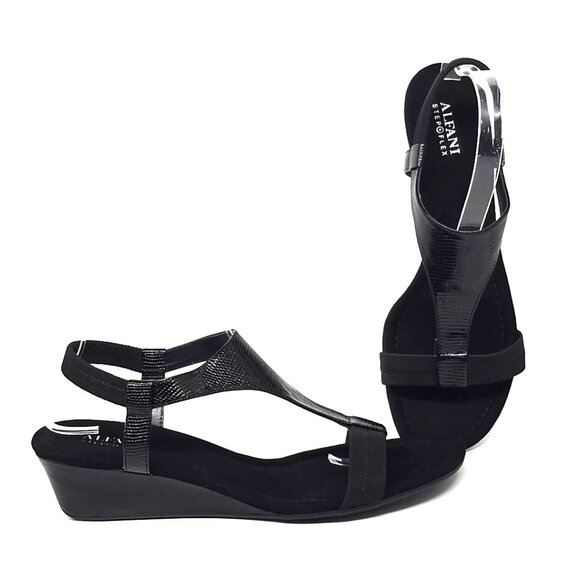 Alfani Vacanzaa Step 'N Flex Wedge Black Sandals Women's Size 10M - Picture 1 of 12
